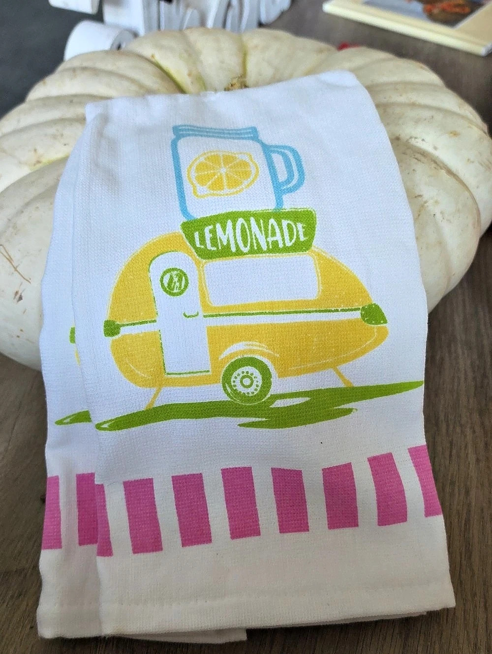 Lemonade Truck Kitchen Towel in White & Yellow